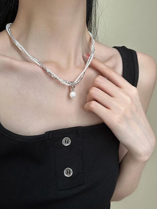 【碎银叠浪 · 珠光叙事】✨欧美设计师作品 🎊经典珍珠吊坠+双层链，美呆了！！🤩 商品图0