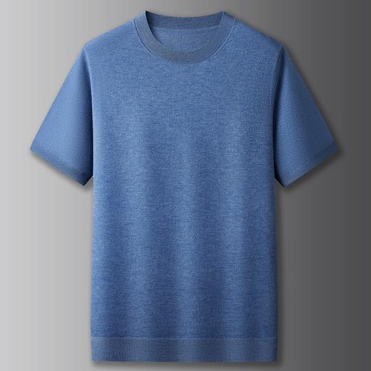 【DX】大依优型大码男士圆领纯色短袖毛衣休闲薄款针织衫简约加肥大码秋季上衣肥佬绵羊毛衫 商品图6