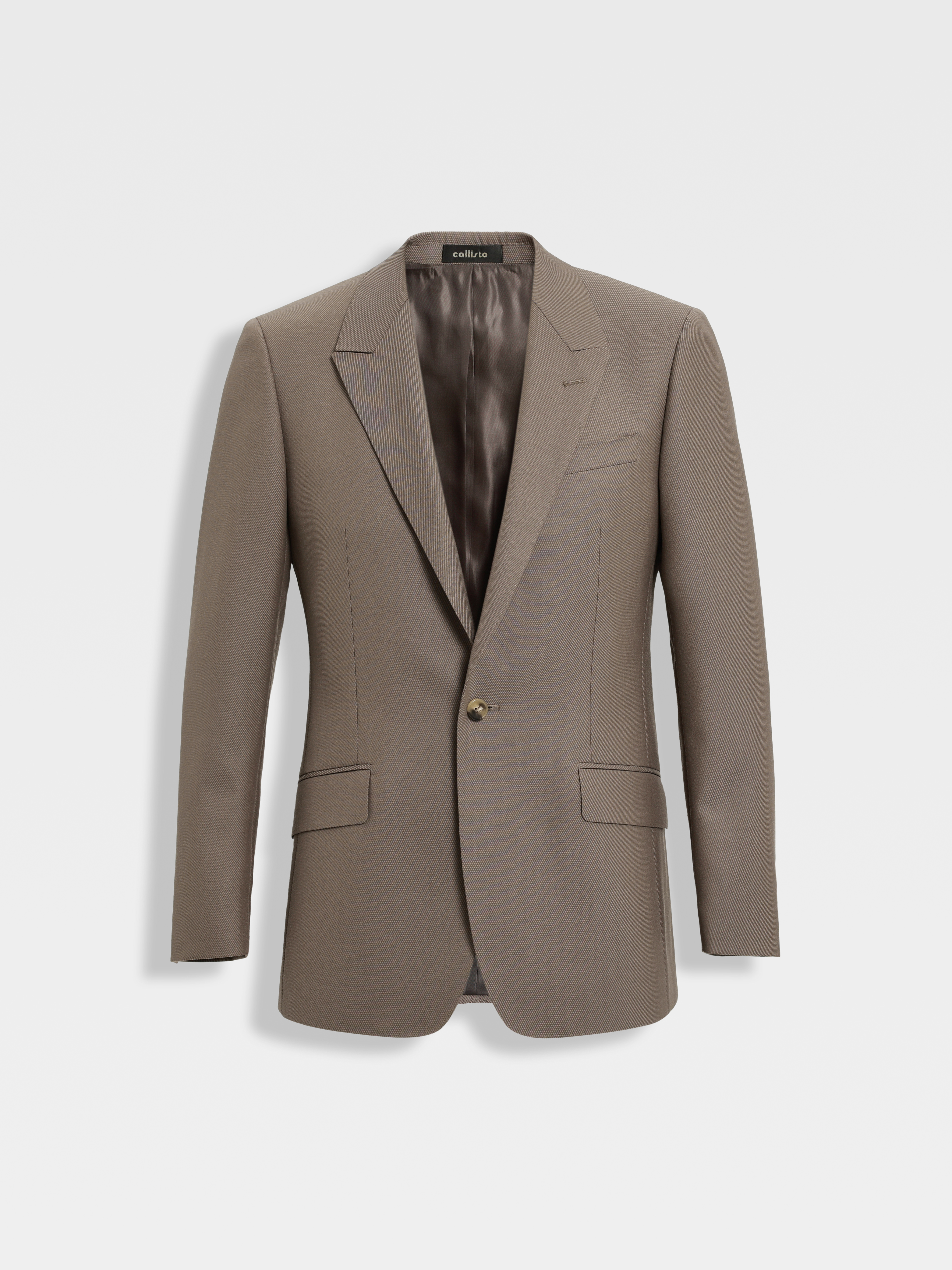 callisto雪茄棕绵羊毛西服