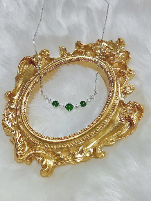 【新品上线】轻奢高级感项链纯银翡翠女简约时尚圆珠镂空项链气质百搭小众设计，支持门店自取/包邮到家。 商品图2