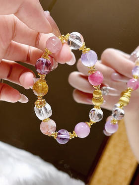 【新品上线】葫芦粉紫水晶彩银手链招财转运旺事业时尚七夕礼物女友，支持门店自取/包邮到家。