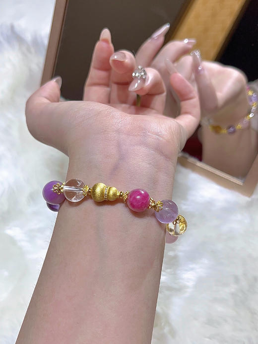 【新品上线】葫芦粉紫水晶彩银手链招财转运旺事业时尚七夕礼物女友，支持门店自取/包邮到家。 商品图1