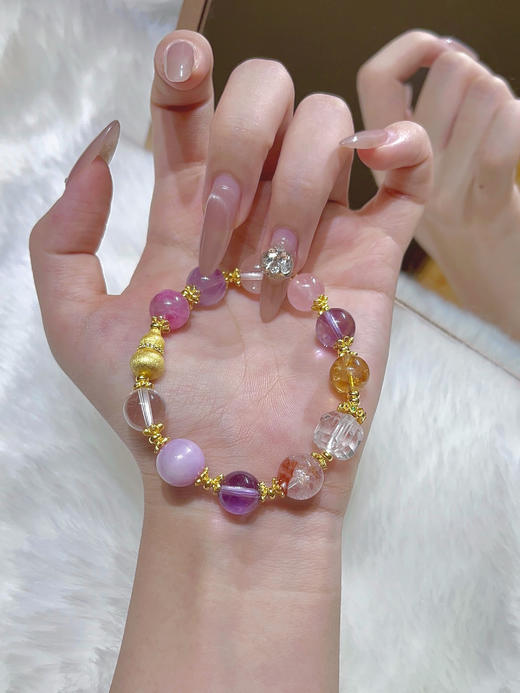 【新品上线】葫芦粉紫水晶彩银手链招财转运旺事业时尚七夕礼物女友，支持门店自取/包邮到家。 商品图2