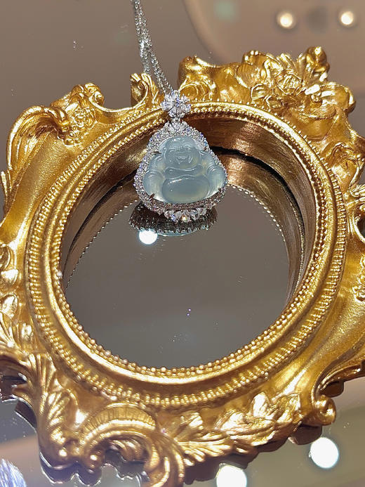 【新品上线】冰透蓝水翡翠佛公吊坠项链大肚佛公送女友生日礼物，支持门店自取/包邮到家。 商品图2