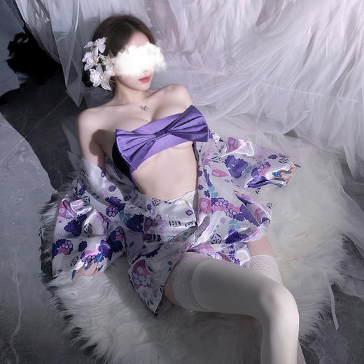 霏慕 樱花绘卷の诗意剪影和服ZY79 情趣内衣性感纯欲日式樱花和服火辣角色扮演睡衣情趣制服 商品图6