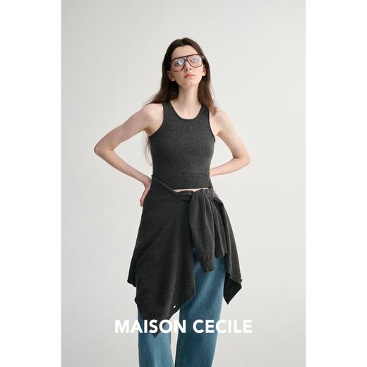 MAISON CECILE 经典加色/羊绒羊毛修身显瘦软糯针织卷边背心 商品图1