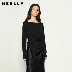 NEELLY纳俪商场同款秋季新款圆领设计感针织衫女质感百搭上衣N25084A04586