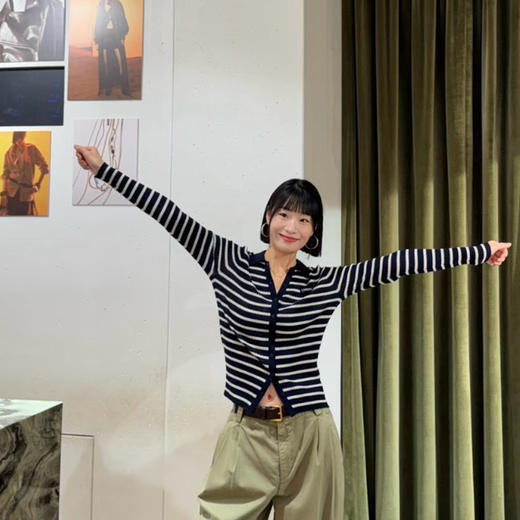 秦岚同款moco针织衫条纹衫开衫081404 商品图5