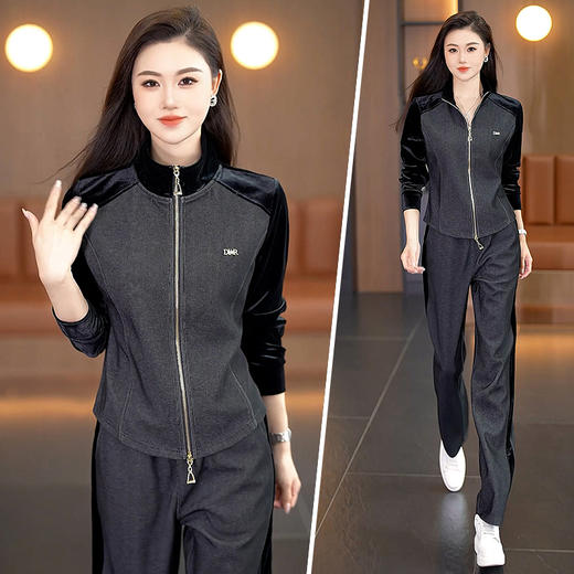 SP63-811休闲运动套装女2025早春时尚圆领卫衣春秋外套洋气妈妈品牌两件套 商品图2