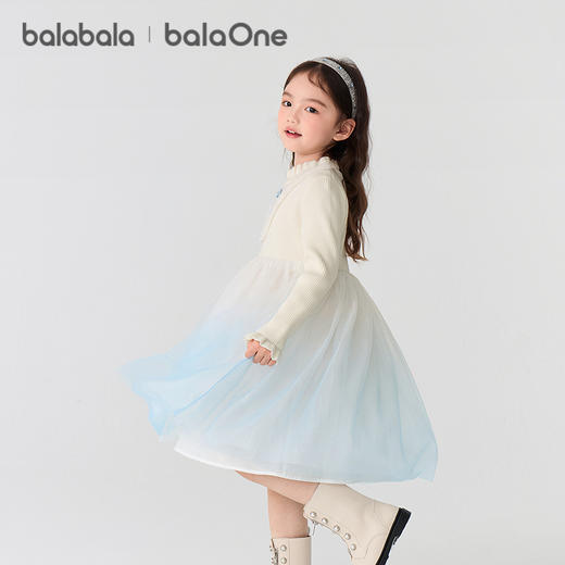 巴拉巴拉balaOne童装女公主裙2025秋冬新款儿童连衣裙针织网纱裙 商品图2