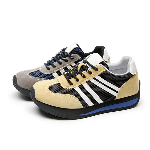 西遇复古德训鞋女新款秋季拼色网面平底休闲鞋透气轻便运动鞋V1656914 商品图5