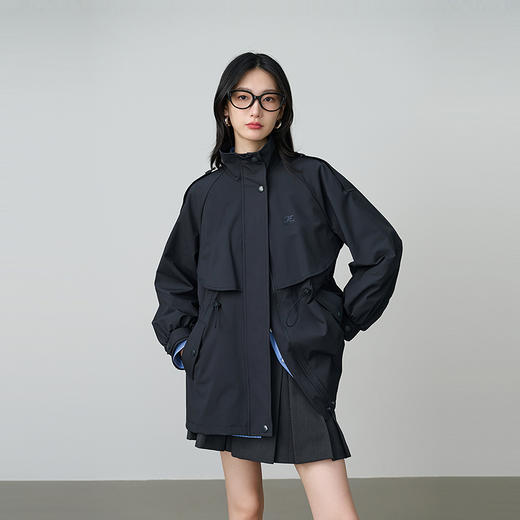 NEELLY纳俪商场同款秋季新款气质百搭中长款风衣女宽松休闲长外套N25084F04404 商品图3