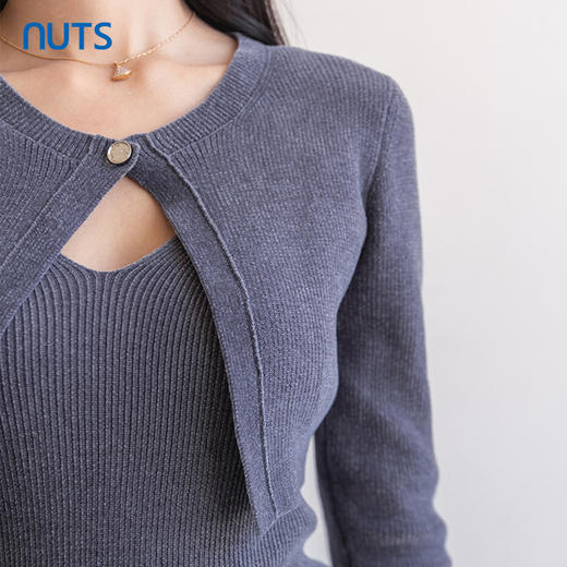 NUTS商场同款春秋设计感小众气质修身毛织短外套两件套女4330506A1 商品图1