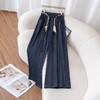 韩系高级感气质宽松阔腿裤女2025秋季纯色休闲高腰垂坠感直筒裤子 商品缩略图0