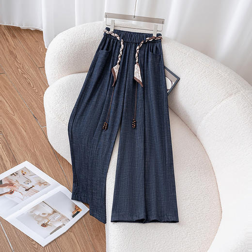 韩系高级感气质宽松阔腿裤女2025秋季纯色休闲高腰垂坠感直筒裤子 商品图0