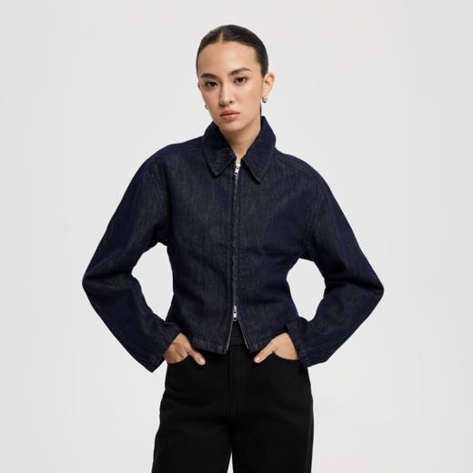 oneup收腰拉链牛仔夹克 商品图0