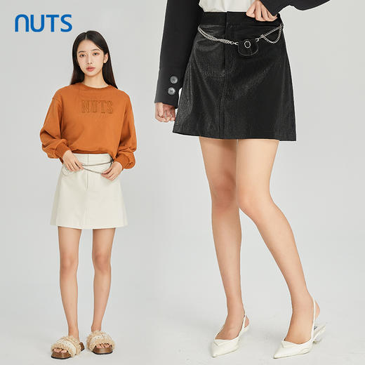 NUTS商场同款春秋季设计感气质高腰A字显瘦半身短裙女313061198B 商品图1