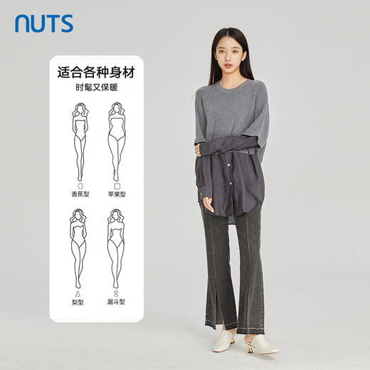 NUTS商场同款春秋款圆领拼接气质百搭套头衫女314052021B 商品图3