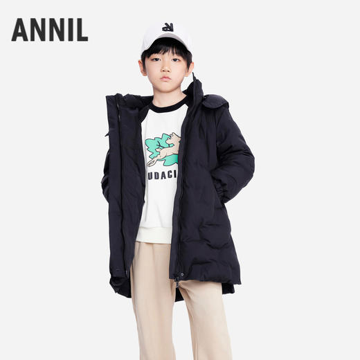 男女童可拆卸帽子长款羽绒服冬季新款安奈儿童装EM545572 商品图2