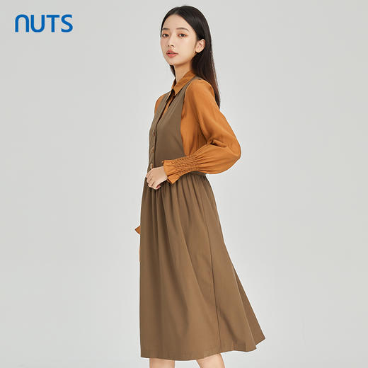 NUTS商场同款春秋时尚通勤气质宽松长袖连衣裙两件套女313103086B 商品图1