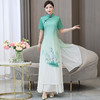 THA533浅绿素雅改良奥黛旗袍2025改良高端气质连衣裙茶服飘逸走秀演出服 商品缩略图1