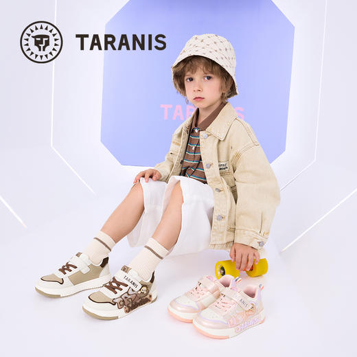 泰兰尼斯25秋季新款时尚洋气软底运动休闲鞋男童女童舒适闪灯板鞋  T02X5C6826 商品图4