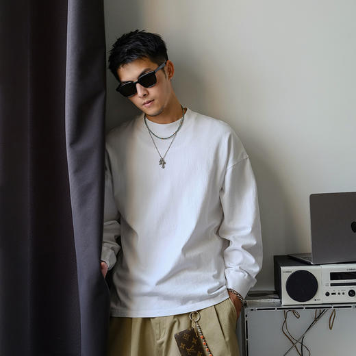 徐太浪320g基础款套头卫衣男2025新款秋季纯色纯棉内搭打底衫上衣 商品图0