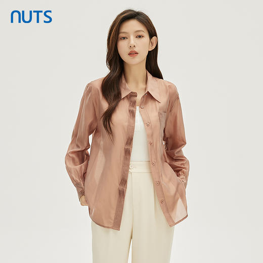 NUTS商场同款秋时尚气质通勤风轻薄设计感门襟长袖衬衫女331011051 商品图2