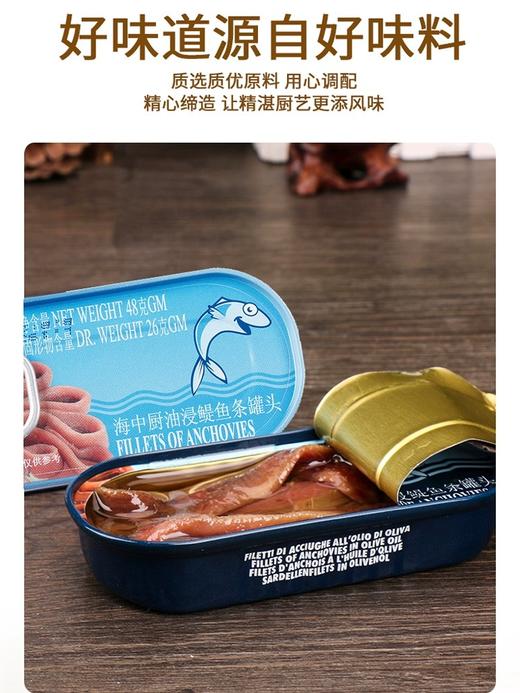 【中欧班列精选2盒】意大利原装进口海中厨鳀鱼条罐头油浸味 48g/盒SHRW 商品图6