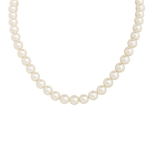 三彩2025新款法式轻奢正圆高光合成珍珠项链串珠套链气质香槟色 商品图3