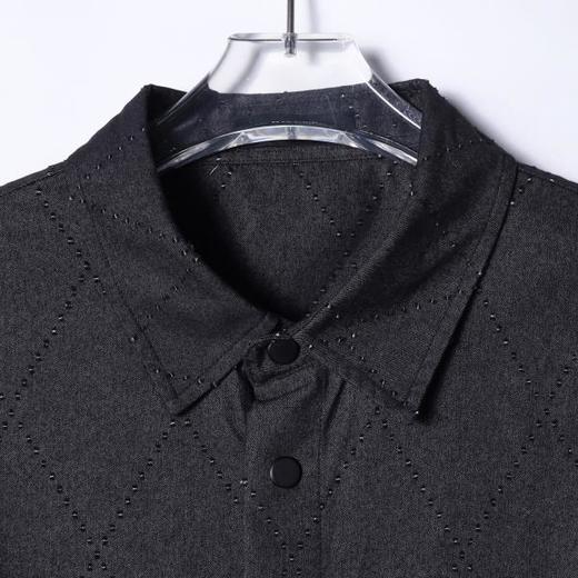 53223SDSA男士2025新款轻奢痞帅男装美式烫钻菱形纽扣开衫衬衫百搭衬衣 商品图2