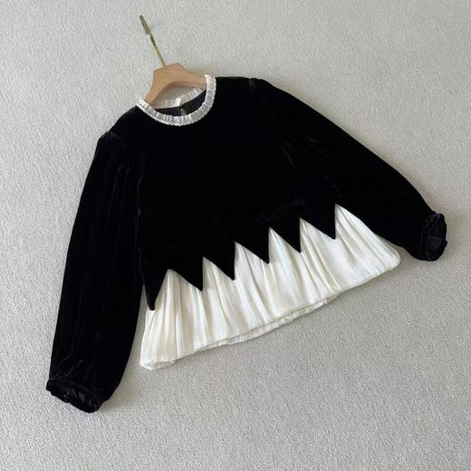 【à perles】客供真丝丝绒 拼接黑色真丝丝绒上衣+裤子套装系列 商品图2