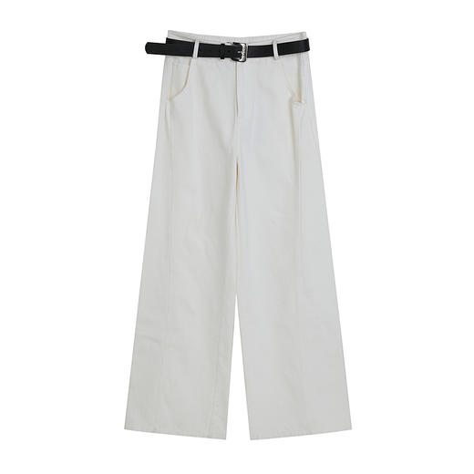 NEELLY纳俪商场同款秋季新款经典白色直筒裤女垂感休闲显瘦长裤N25084H04593 商品图3