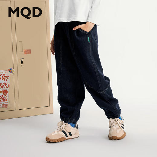 【MQD】【老爹裤】男大童秋季新品潮酷休闲分割设计牛仔裤 商品图0