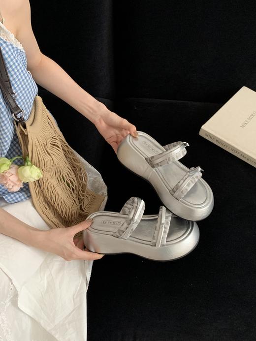 【GZ】无忧购“清仓大促”仙女风温柔百搭增高外穿沙滩一字拖凉鞋J802-6（截单后3-5天发货) 商品图3