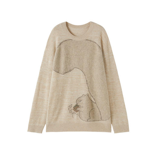 谜底圆领套头针织衫女2025秋季新品原创松鼠纹提花毛衣253MZ1327 商品图4