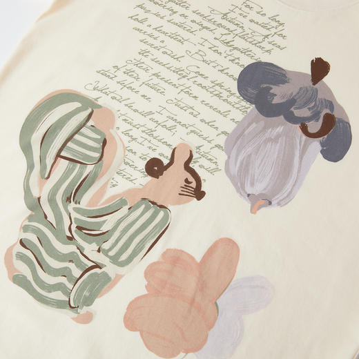 谜底T恤短袖女2025秋季新品休闲100%棉磨毛亲肤印花上衣253MT1160 商品图3