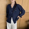 卷卷紫简约休闲V领棉麻衬衫 面料舒适亲肤透气 法式气质风慵懒松弛随性百搭 商品缩略图1