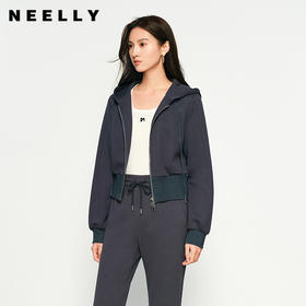 NEELLY纳俪商场同款秋新款时尚休闲正肩显瘦卫衣外套女个性短外套N25084C04409
