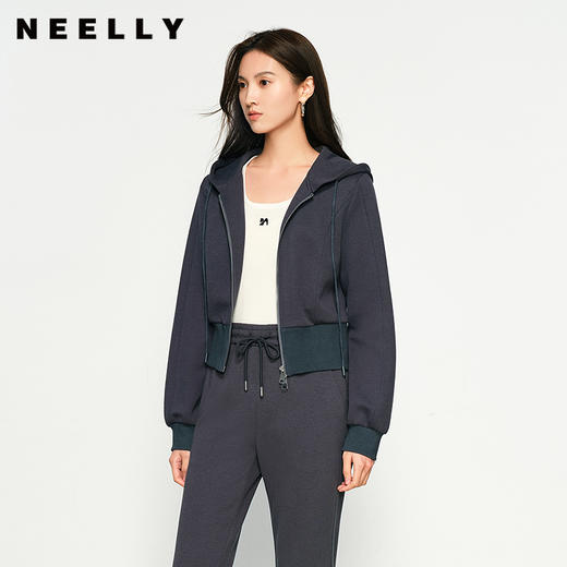 NEELLY纳俪商场同款秋新款时尚休闲正肩显瘦卫衣外套女个性短外套N25084C04409 商品图0