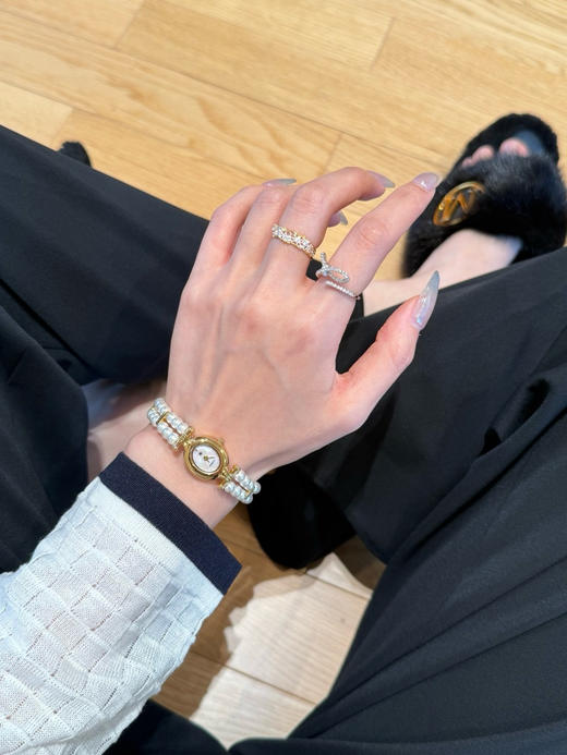 日本mikimot*o正品双链珍珠中古天然姆贝珍珠手表 商品图13