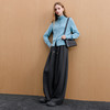 【醋酸羊毛】三彩2025冬季新款慵懒休闲长裤松紧高腰阔腿裤宽松垂感M 商品缩略图1