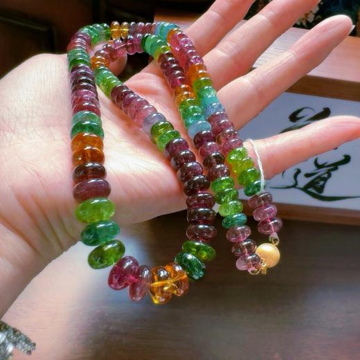 7.8-11.3mm碧玺算盘珠项链 商品图7