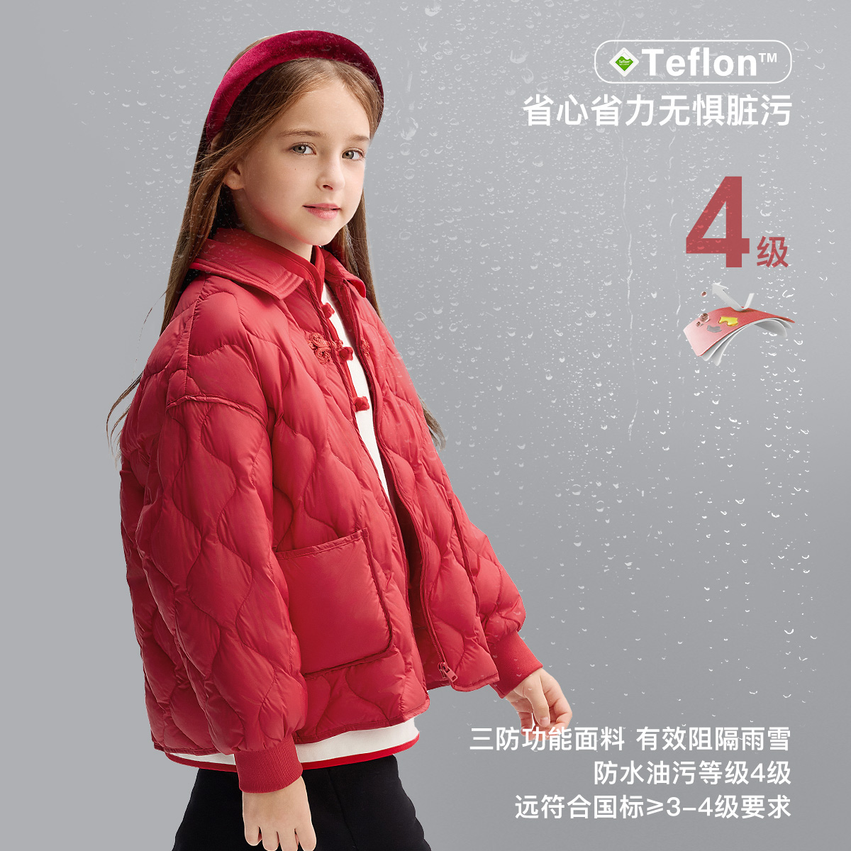 【秒】【MQD】【三防】童装儿童羽绒服冬季新款女童保暖加厚外套新年服