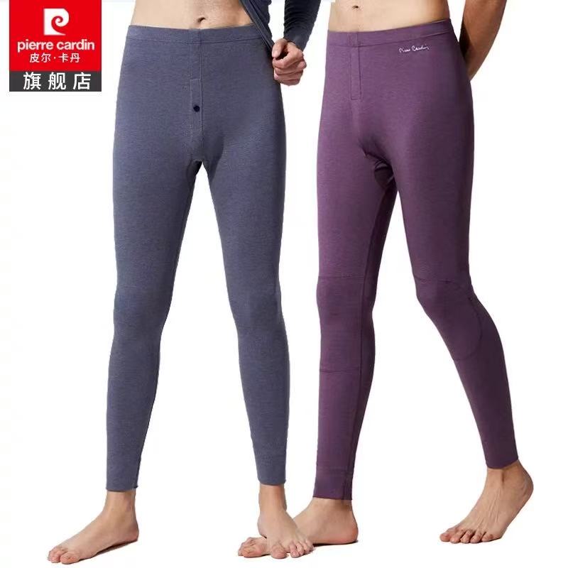 皮尔卡丹羊毛保暖裤男士秋裤德绒发热莫代尔打底冬季护膝毛裤线裤wp774109