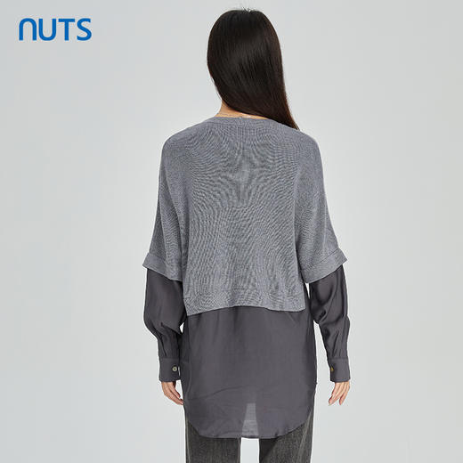 NUTS商场同款春秋款圆领拼接气质百搭套头衫女314052021B 商品图4
