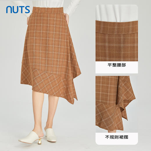 NUTS商场同款春秋款时尚格子不规则半身裙女313063169B 商品图2