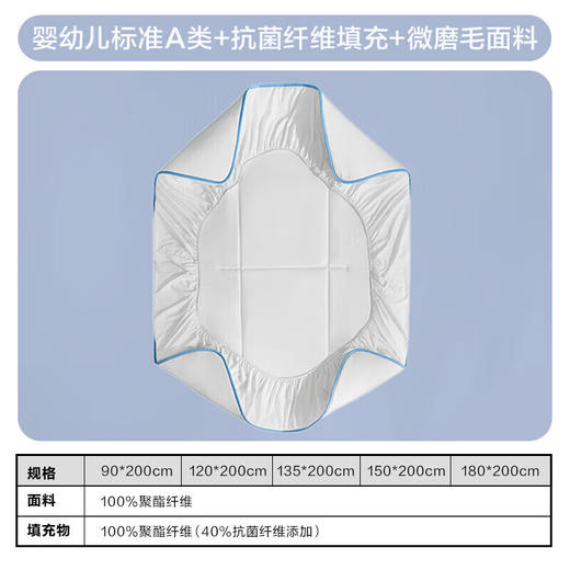 罗莱儿童XS W-A类小蓝条抗菌呵护成长床笠 120×200cm 商品图1