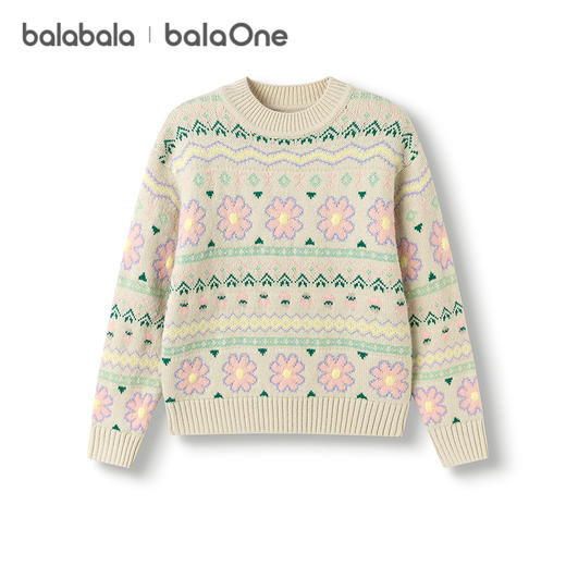 巴拉巴拉balaOne童装女童毛衫儿童2025冬季新款毛衣花朵提花甜美 商品图4