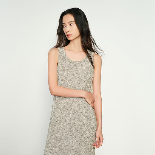 NEELLY纳俪商场同款秋季新款清爽无袖U领背心长裙女优雅休闲A字裙N25084Y04597 商品图2